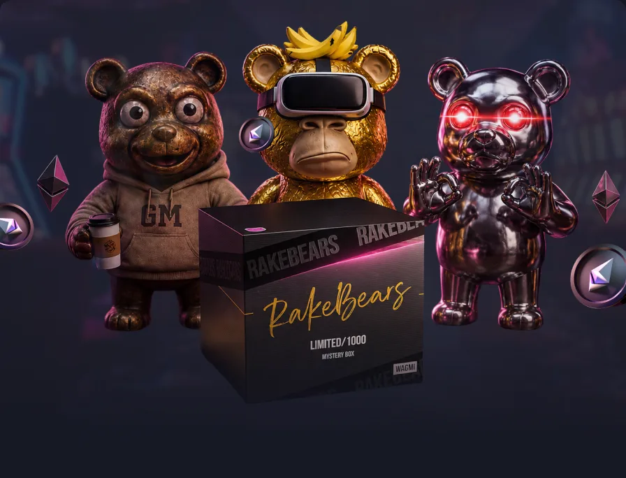 RakeBears NFT mystery box and bears